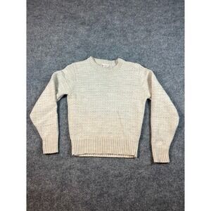 Vintage 80s Beldoch Popper Sweater Made in USA White w/ Button Shoulder Classic